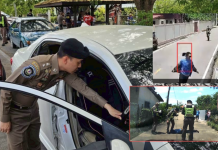 ทางหลวงลำปางจับระทึกหนุ่มใหญ่หนี 3 หมายจับ จวนตัวแย่งปืนตำรวจกระสุนลั่นเจ็บ
