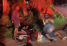ตร.ทางหลวงชุมพรไล่ตะครุบคู่รักซิ่งหนีรถคว่ำ เจอปืน-ยาบ้า